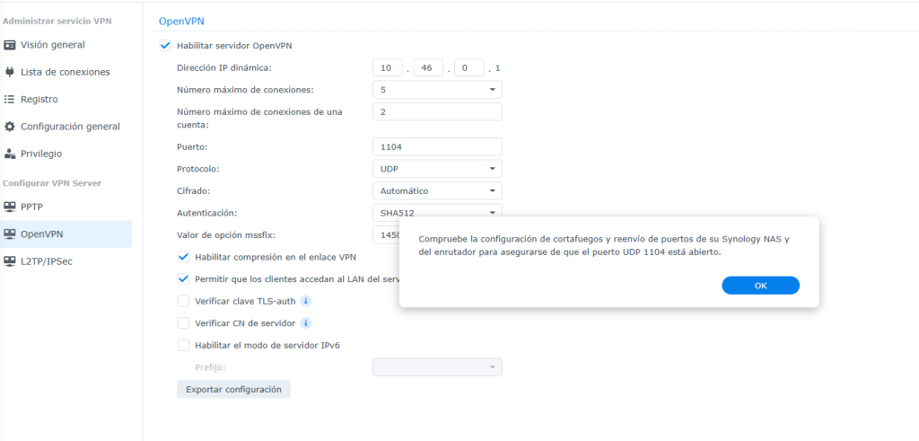 Crear una VPN con mi NAS Synology